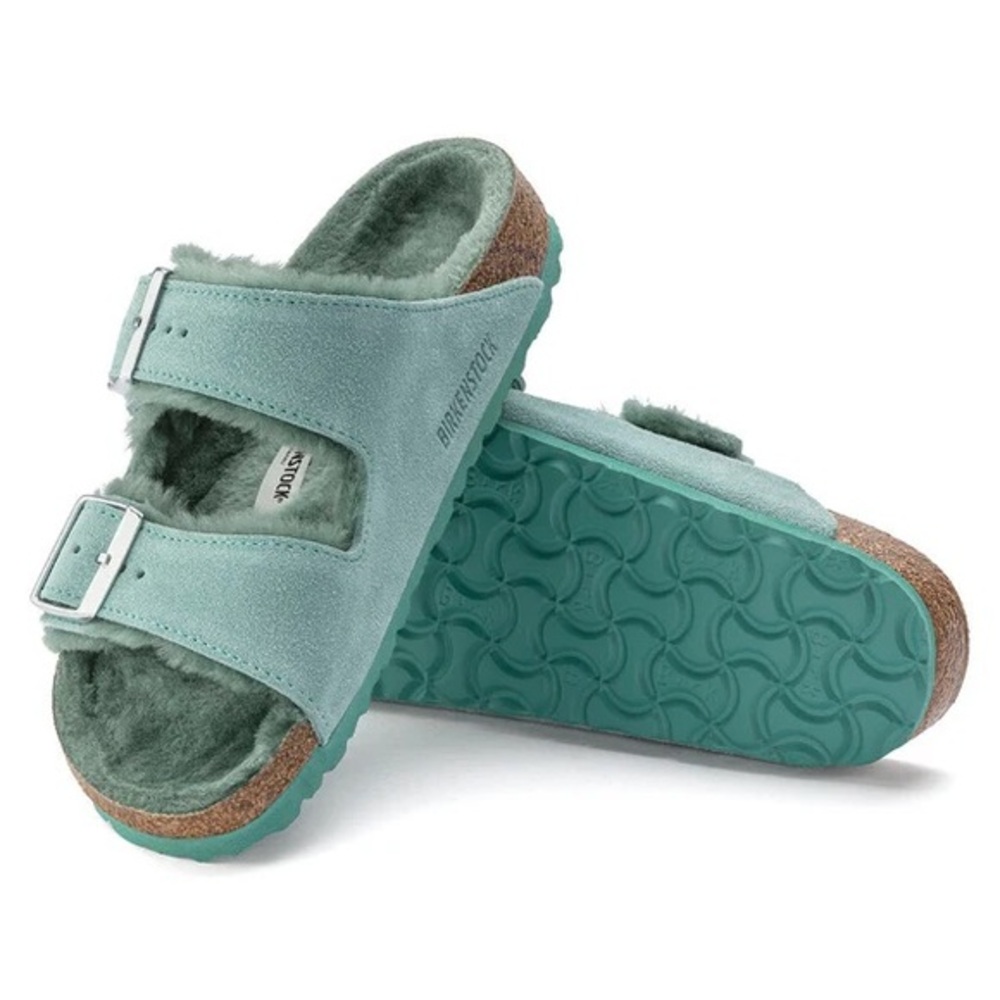 Birkenstock Arizona Shearling Suede Leather Sandals